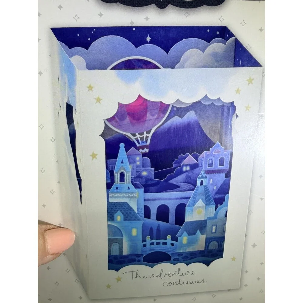 Hallmark Paper Wonder Pop-Up Anniversary Card Castle Hot Air Balloon Night Sky